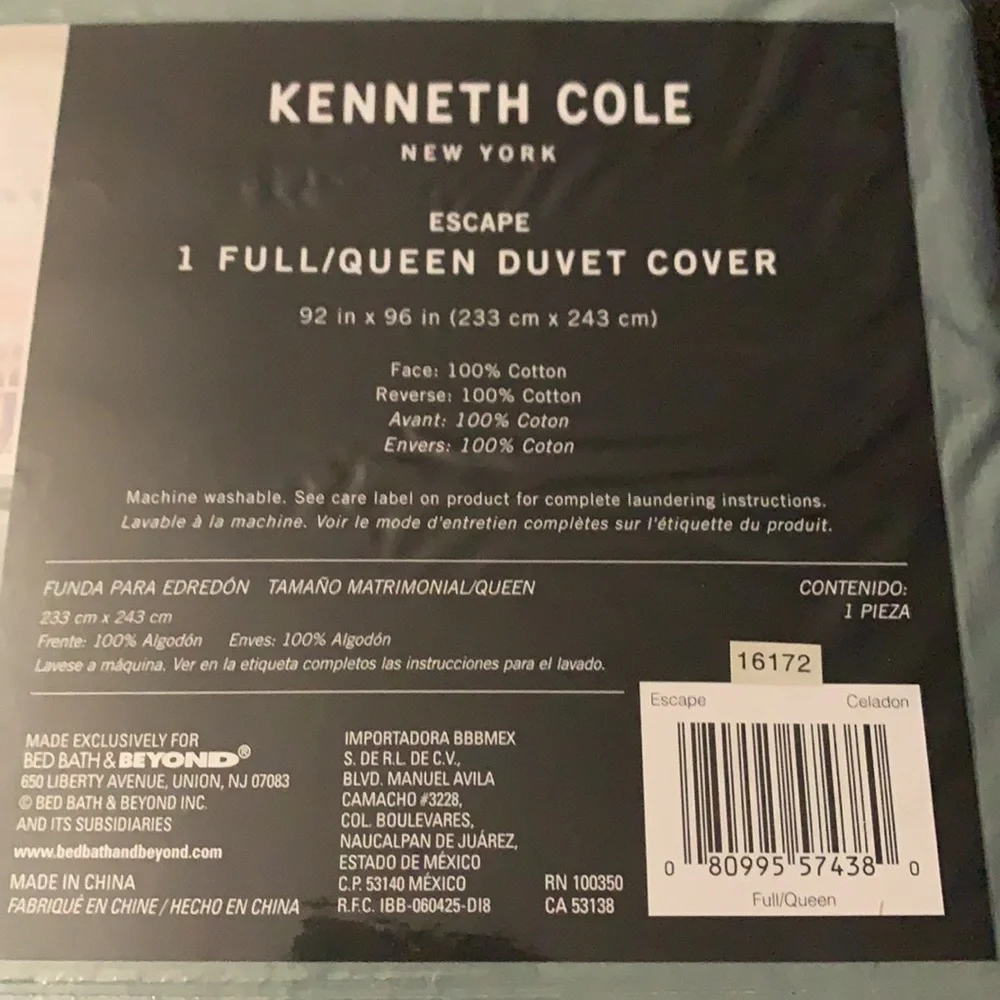 NWT KENNETH COLE ESCAPE duvet and shams